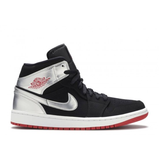 AIR JORDAN 1 MID BLACK METALLIC SILVER  554724 057