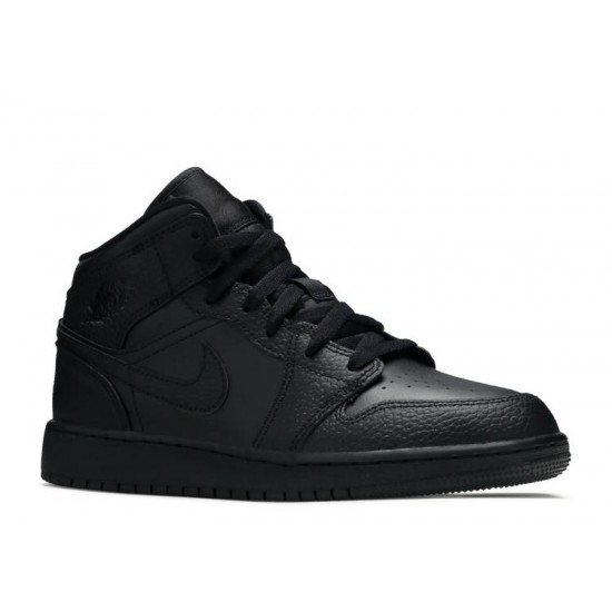 AIR JORDAN 1 MID GS TRIPLE BLACK  554725 091