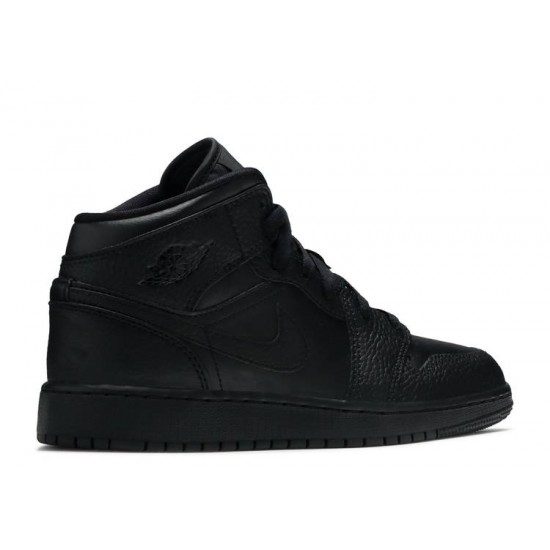 AIR JORDAN 1 MID GS TRIPLE BLACK  554725 091