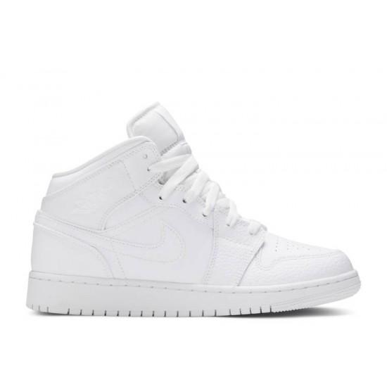 AIR JORDAN 1 MID GS TRIPLE WHITE  554725 130