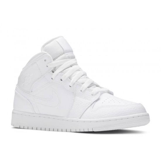 AIR JORDAN 1 MID GS TRIPLE WHITE  554725 130