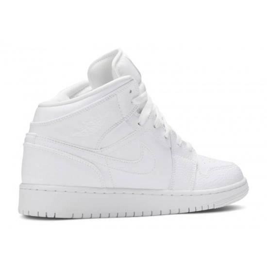 AIR JORDAN 1 MID GS TRIPLE WHITE  554725 130