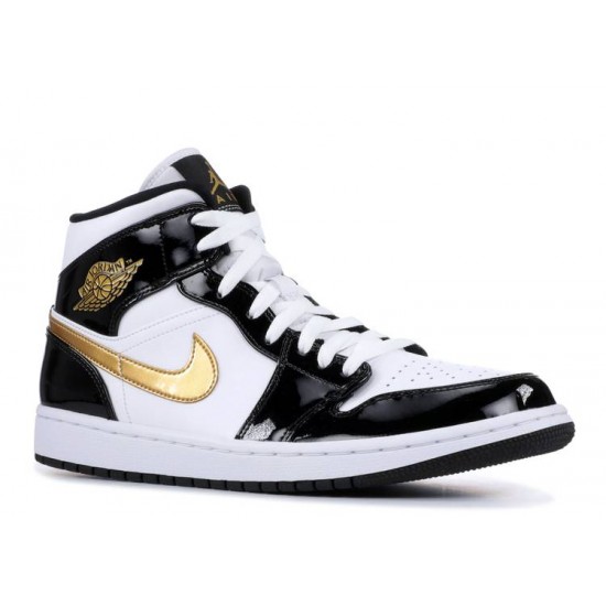 AIR JORDAN 1 MID PATENT BLACK GOLD  852542 007