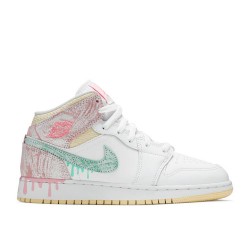 AIR JORDAN 1 MID SE GS PAINT DRIP  dd1666 100