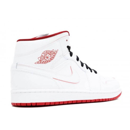 AIR JORDAN 1 RETRO MID WHITE GYM RED  554724 103