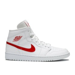 WMNS AIR JORDAN 1 MID WHITE UNIVERSITY RED  bq6472 106