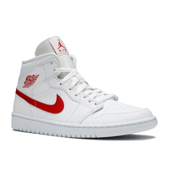 WMNS AIR JORDAN 1 MID WHITE UNIVERSITY RED  bq6472 106