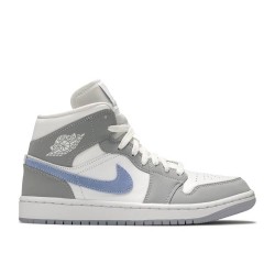 WMNS AIR JORDAN 1 MID WOLF GREY ALUMINUM  bq6472 105