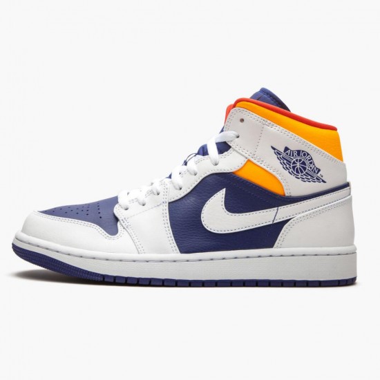 Nike Jordan 1 Mid Royal Blue Laser Orange 554724-131 AJ1 Shoes