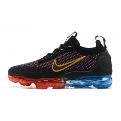 Nike Air VaporMax 2021 Flyknit Unisex Black Red and Blue Shoes