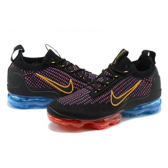 Nike Air VaporMax 2021 Flyknit Unisex Black Red and Blue Shoes