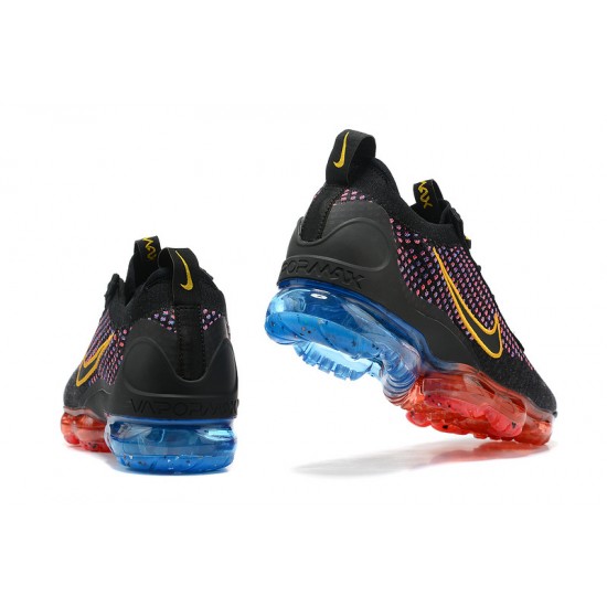 Nike Air VaporMax 2021 Flyknit Unisex Black Red and Blue Shoes