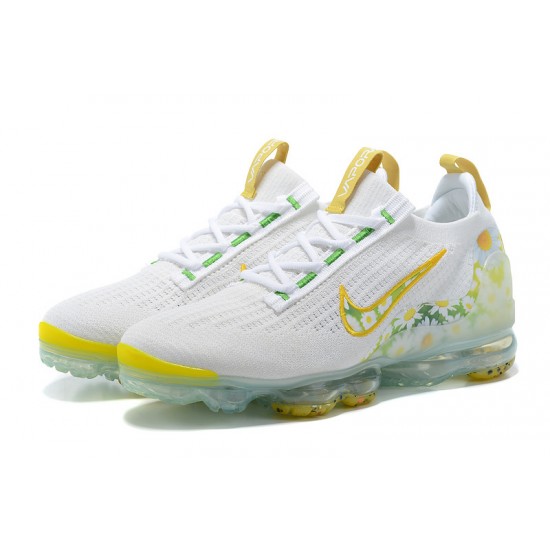 Nike Air VaporMax 2021 Flyknit Unisex White Yellow Shoes