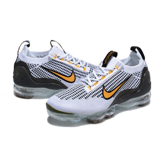 Nike Air VaporMax 2021 Flyknit Unisex White Yellow and Black Shoes