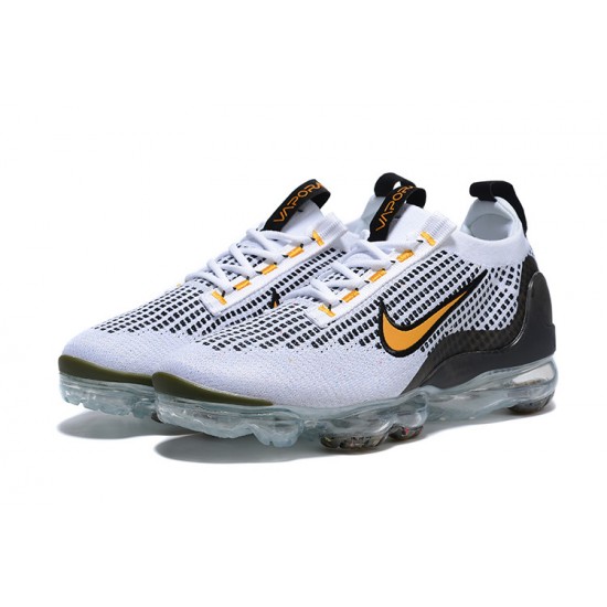 Nike Air VaporMax 2021 Flyknit Unisex White Yellow and Black Shoes