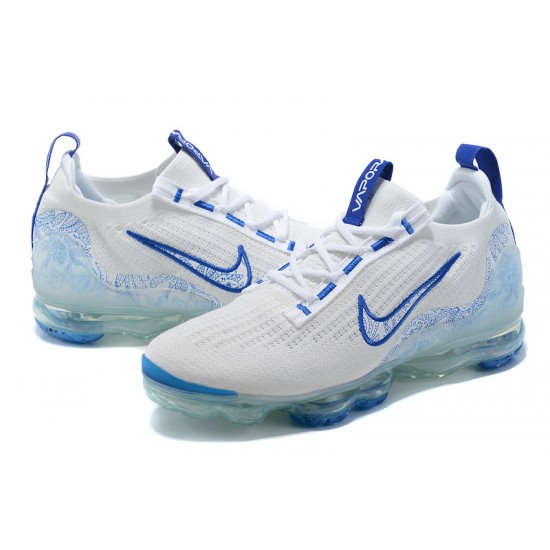 Nike Air VaporMax 2021 Flyknit Unisex White and Blue Shoes