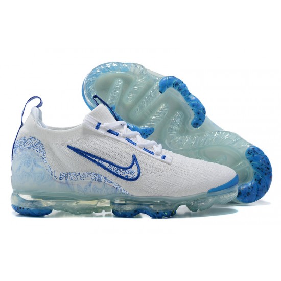 Nike Air VaporMax 2021 Flyknit Unisex White and Blue Shoes