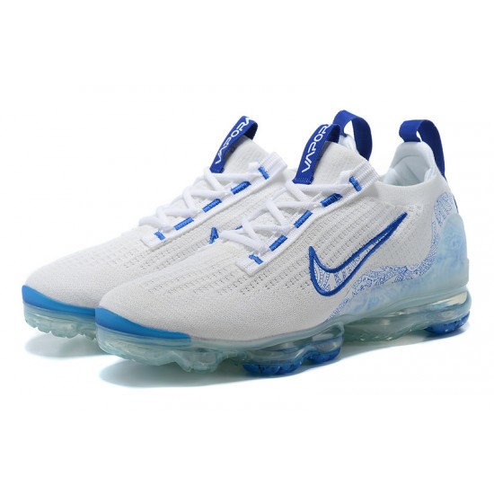 Nike Air VaporMax 2021 Flyknit Unisex White and Blue Shoes